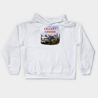 Calgary Canada Skyline Painting Kids Hoodie